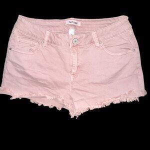 Refuge Size 8 Womens Juniors Pink Distressed Casual Jean Shorts